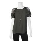 Juniors' Iz Byer California Ruffle Cold Shoulder Top, Teens, Size: Xl, Dark Green