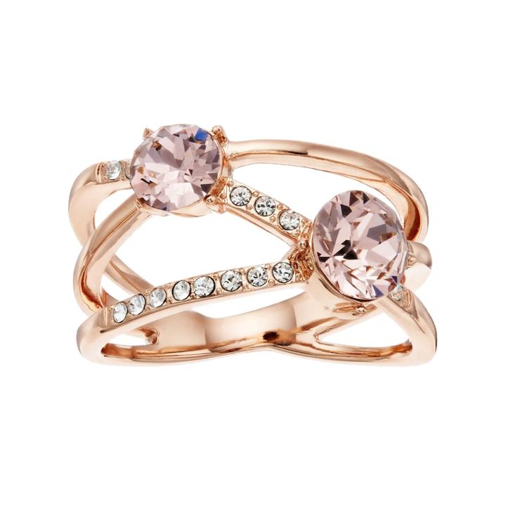 Brilliance Double Row Ring With Swarovski Crystals, Women's, Size: 8, Rose Tone