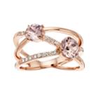 Brilliance Double Row Ring With Swarovski Crystals, Women's, Size: 8, Rose Tone