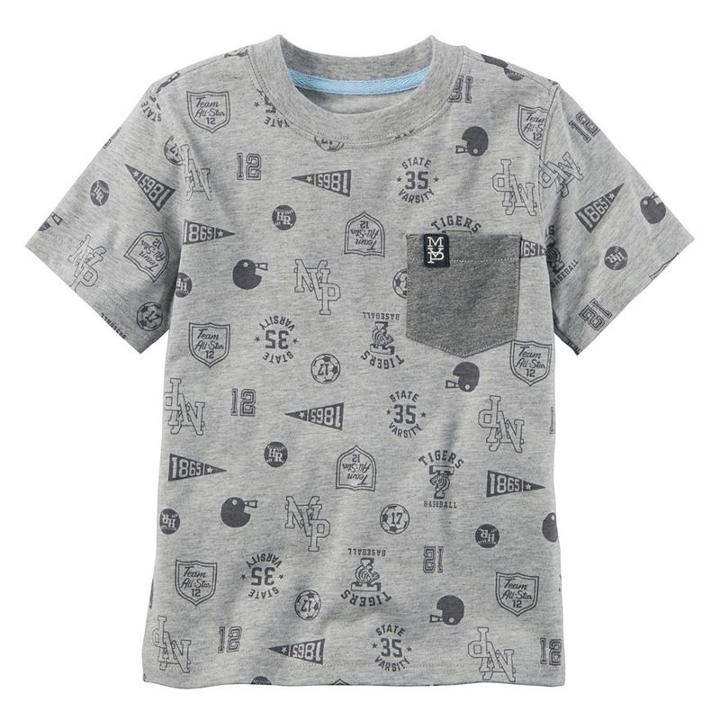 Boys 4-8 Carter's Sporty Pattern Chest Pocket Tee, Boy's, Size: 7, Ovrfl Oth