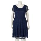 Juniors' Plus Size Wrapper Lace A-line Dress, Teens, Size: 2xl, Blue (navy)