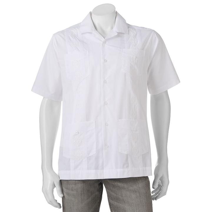 Men's Havanera Embroidered Four-pocket Button-down Shirt, Size: Xl, Natural