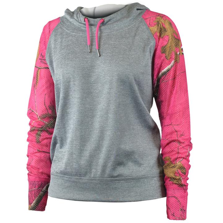 Women's Realtree Rise Fleece Funnel Neck Hoodie, Size: Medium, Black