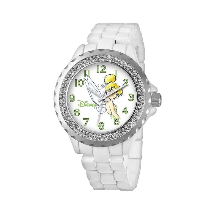 Disney's Tinker Bell Women's Crystal Watch, White
