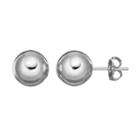 Silver Tone Ball Stud Earrings, Women's, White