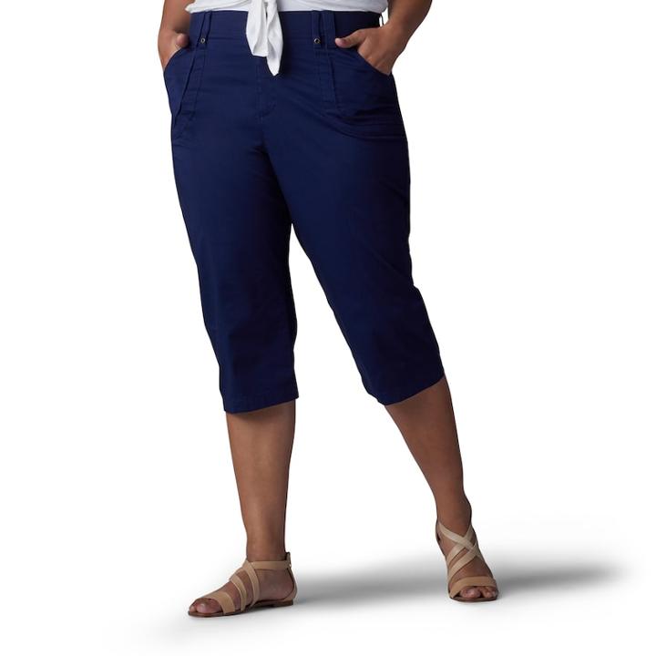 Plus Size Lee Lyric Twill Skimmer Capris, Women's, Size: 22 - Regular, Dark Blue