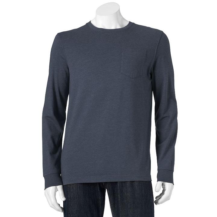 Croft & Barrow, Men's &reg; Solid Pocket Tee, Size: Medium, Dark Blue