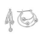 Napier Silver-tone Beaded Triple Hoop Earrings, Women's, Grey