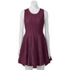 Juniors' Up By Ultra Pink Crochet Skater Dress, Teens, Size: Xl, Dark Red
