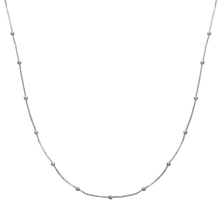 Primrose Sterling Silver Beaded Box Chain Necklace, Women's, Size: 20, Grey