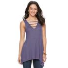 Juniors' Mudd&reg; Shark-bite Ladder Tunic Tank, Girl's, Size: Medium, Med Purple