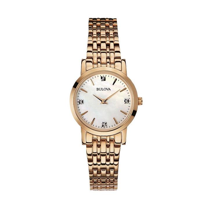 Bulova Women's Diamond Stainless Steel Watch - 97p106, Pink