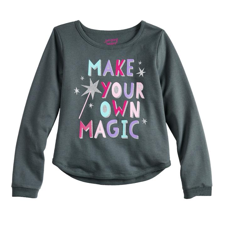 Girls 4-10 Jumping Beans&reg; Curved Hem Crewneck Graphic Sweatshirt, Size: 8, Dark Grey