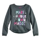 Girls 4-10 Jumping Beans&reg; Curved Hem Crewneck Graphic Sweatshirt, Size: 8, Dark Grey