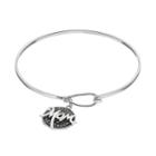 Silver Luxuries Marcasite Mom Disc Charm Bangle Bracelet, Women's, Grey