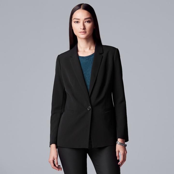 Women's Simply Vera Vera Wang Notch Collar Blazer, Size: Xxl, Black