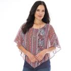 Ab Studio, Women's Print Chiffon Popover Top, Size: Medium, Ovrfl Oth