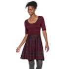 Women's Nina Howard Print Fit & Flare Sweater Dress, Size: Xl, Brt Pink