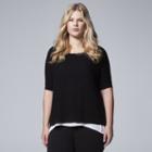 Plus Size Simply Vera Vera Wang Split-back Dolman Sweater, Women's, Size: 2xl, Black