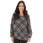 Women's Apt. 9&reg; Printed Balloon Top, Size: Large, Plaid
