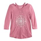 Girls 7-16 Mudd&reg; 3/4-sleeve Cutout Printed Tee, Size: 7-8, Med Pink