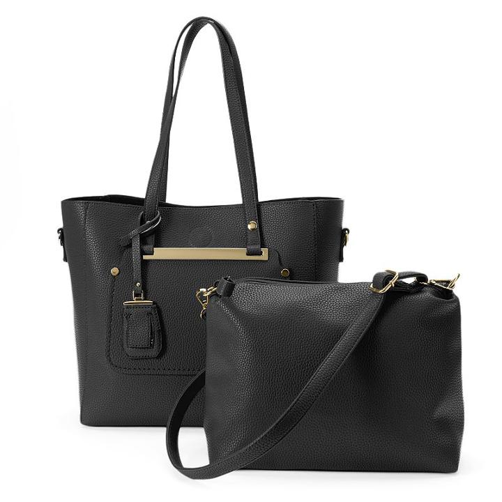 La Diva 2-in-1 Luggage Tag Tote & Bonus Bag, Women's, Black