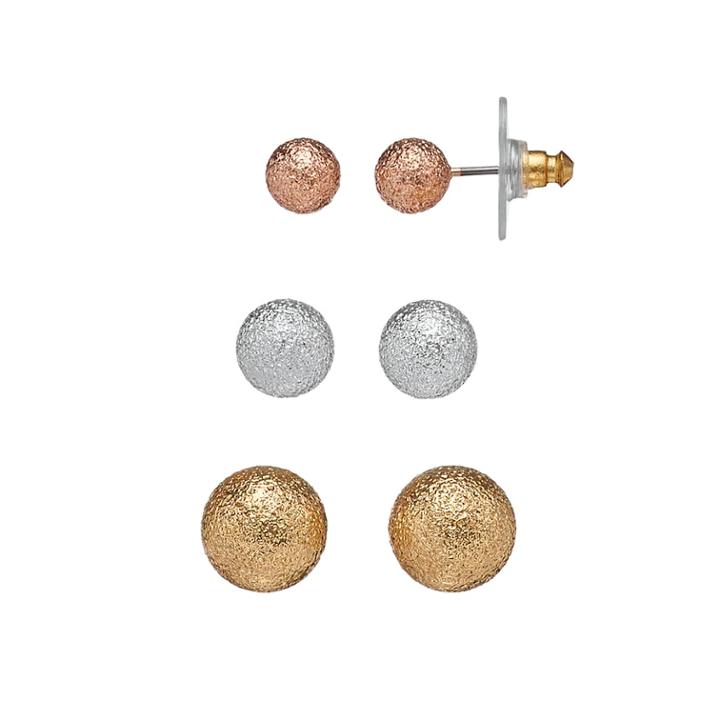 Napier Textured Ball Stud Earring Set, Women's, Multicolor