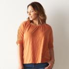 Plus Size Sonoma Goods For Life&trade; Lace-accent Top, Women's, Size: 3xl, Drk Orange