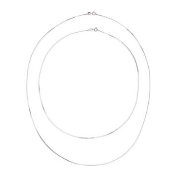 Pure 925 Sterling Silver Box Chain Necklace Set - 18-in. & 24-in, Women's, Size: 18