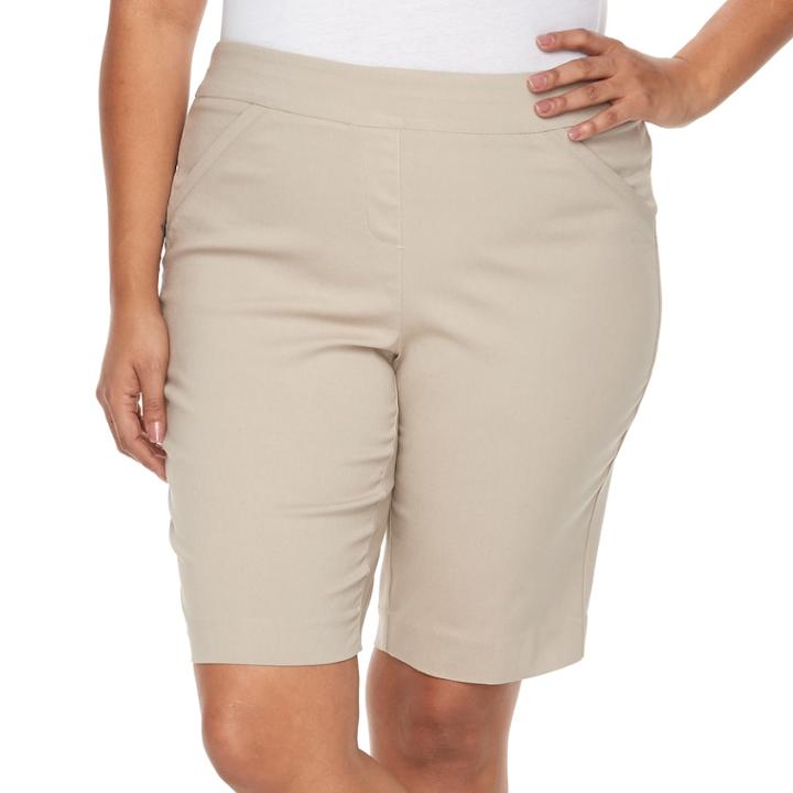 Plus Size Dana Buchman Pull On Bermuda Shorts, Women's, Size: 1xl, Dark Brown