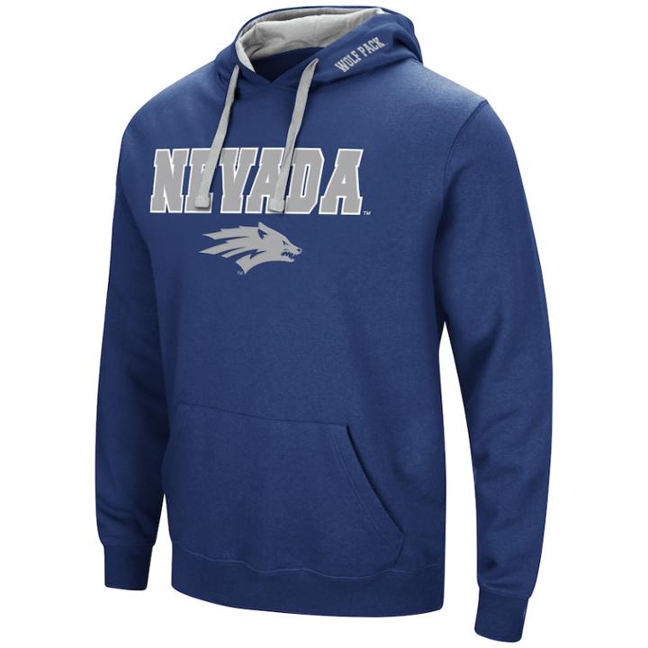 Men's Nevada Wolf Pack Pullover Fleece Hoodie, Size: Small, Blue (navy)