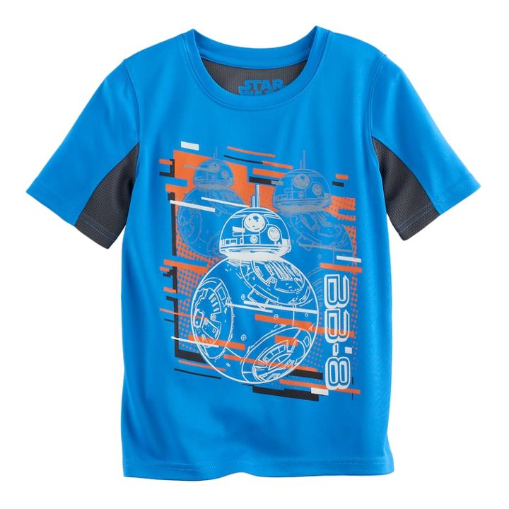 Boys 4-7x Star Wars Bb-8 Mesh Glow In The Dark Tee, Size: 7, Brt Blue