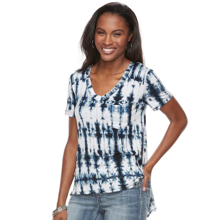 Women's Rock & Republic&reg; V-neck Boyfriend Tee, Size: Medium, Blue (navy)