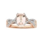 14k Rose Gold Morganite & 1/3 Carat T.w. Diamond Engagement Ring, Women's, Size: 8, Pink