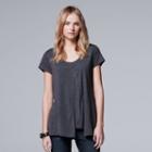 Women's Simply Vera Vera Wang Simply Separates Split-front Tee, Size: Large, Med Grey