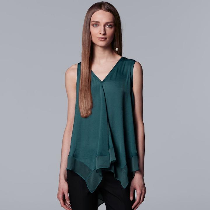 Women's Simply Vera Vera Wang Handkerchief Hem Tank, Size: Medium, Dark Blue