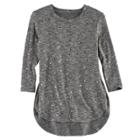 Girls 7-16 Fire, Love 3/4-length Sleeve Side Slit Tee, Size: Large, Med Grey