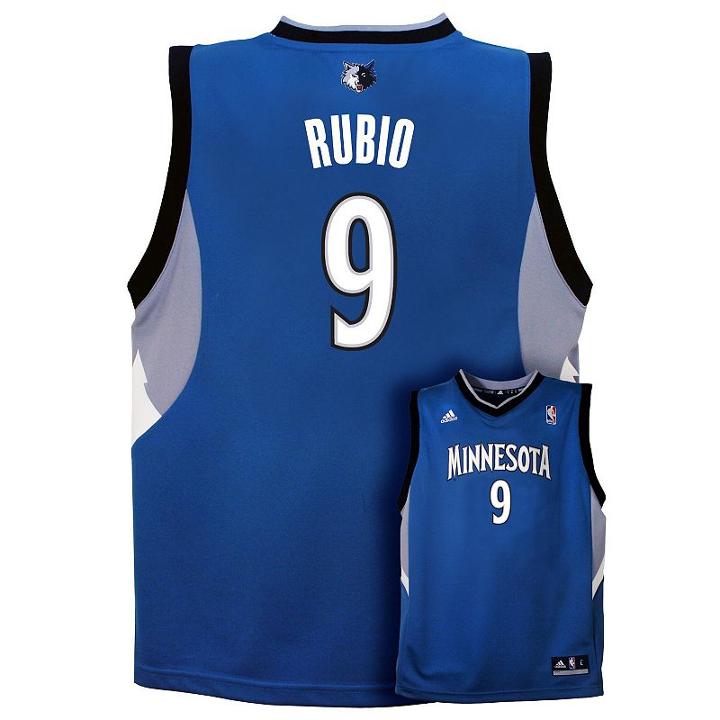 Boys 8-20 Adidas Minnesota Timberwolves Ricky Rubio Nba Jersey, Boy's, Size: M(10-12), Blue