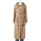 Women's Towne By London Fog Hooded Long Trench Raincoat, Size: 8, Beig/green (beig/khaki)