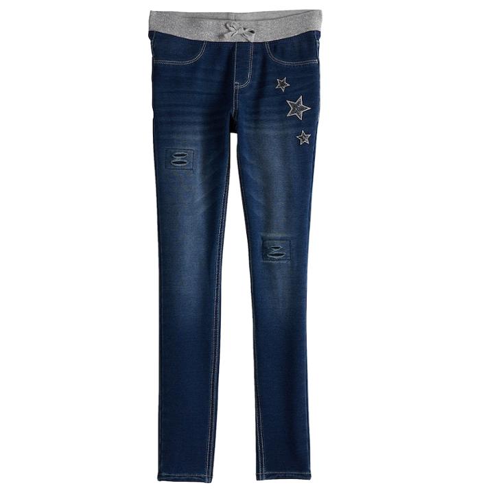 Girls 7-16 & Plus Size So&reg; Ribbed Waist Jeggings, Size: 8, Med Blue