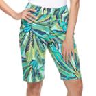 Women's Caribbean Joe Tropical Print Bermuda Shorts, Size: 8, Turquoise/blue (turq/aqua)