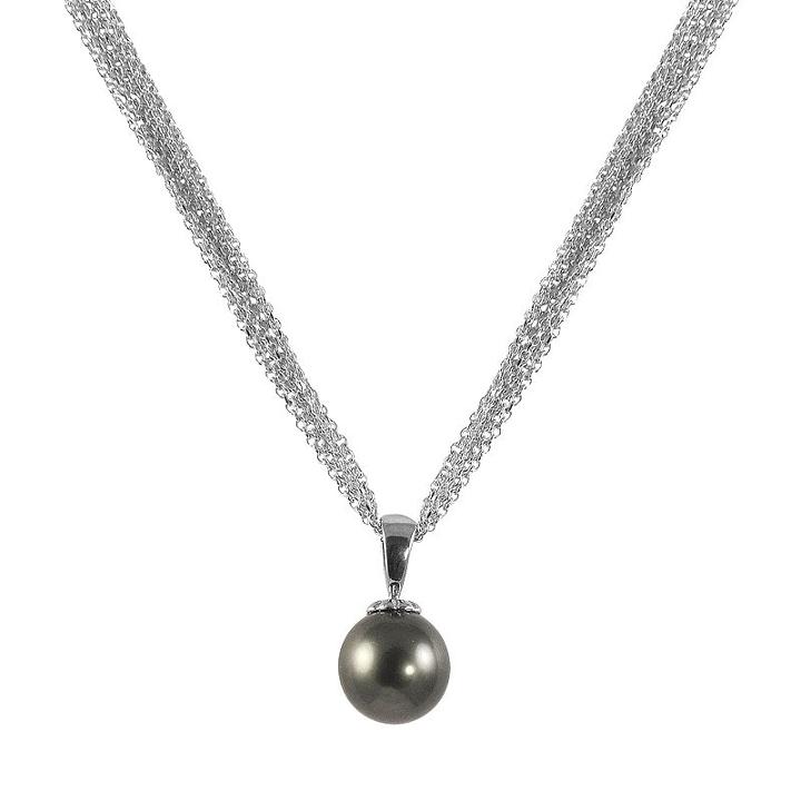 14k White Gold Tahitian Cultured Pearl Pendant, Women's