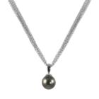 14k White Gold Tahitian Cultured Pearl Pendant, Women's