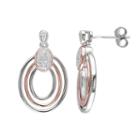 1/6 Carat T.w. Diamond Sterling Silver Two Tone Oval Drop Earrings, Women's, Multicolor