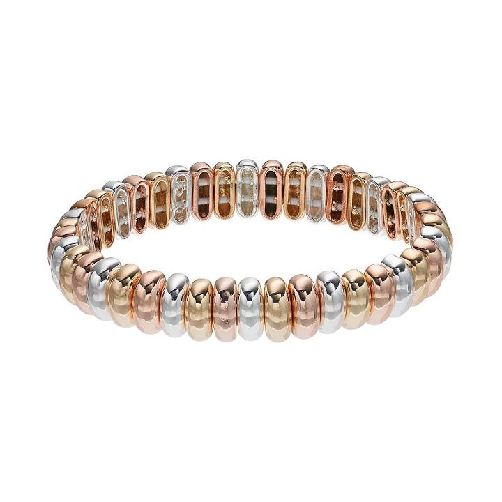 Napier Tri Tone Metallic Bead Stretch Bracelet, Women's, Multicolor