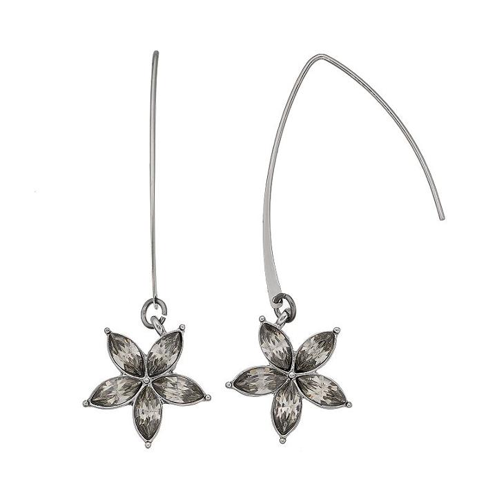 Simply Vera Vera Wang Flower Threader Earrings, Women's, Black