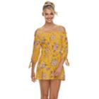 Juniors' As U Wish Tie-sleeve Off-shoulder Romper, Teens, Size: Medium, Lt Yellow