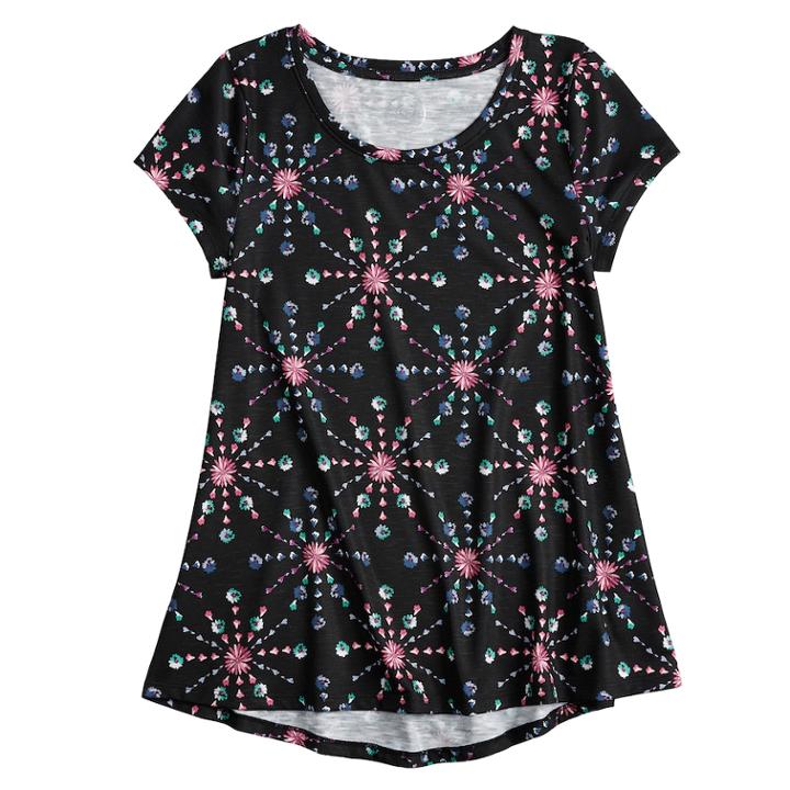 Girls 7-16 So&reg; Short Sleeve Tunic Tee, Size: 10, Black