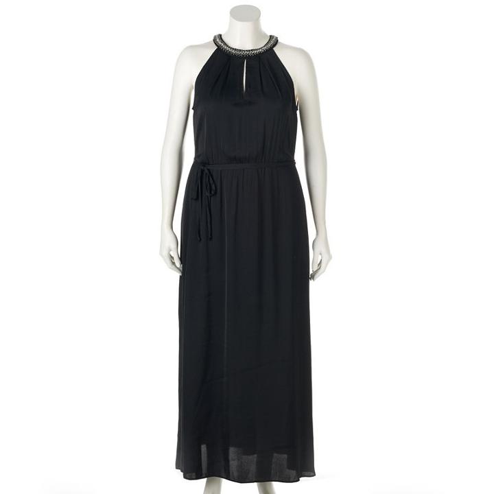 Plus Size Jennifer Lopez Embellished Maxi Dress, Women's, Size: 3xl, Black