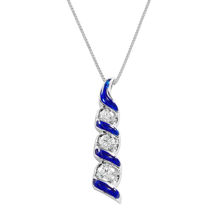 Sirena Jeans Collection 14k White Gold 1/4-ct. T.w. Diamond Linear Swirl Pendant, Women's